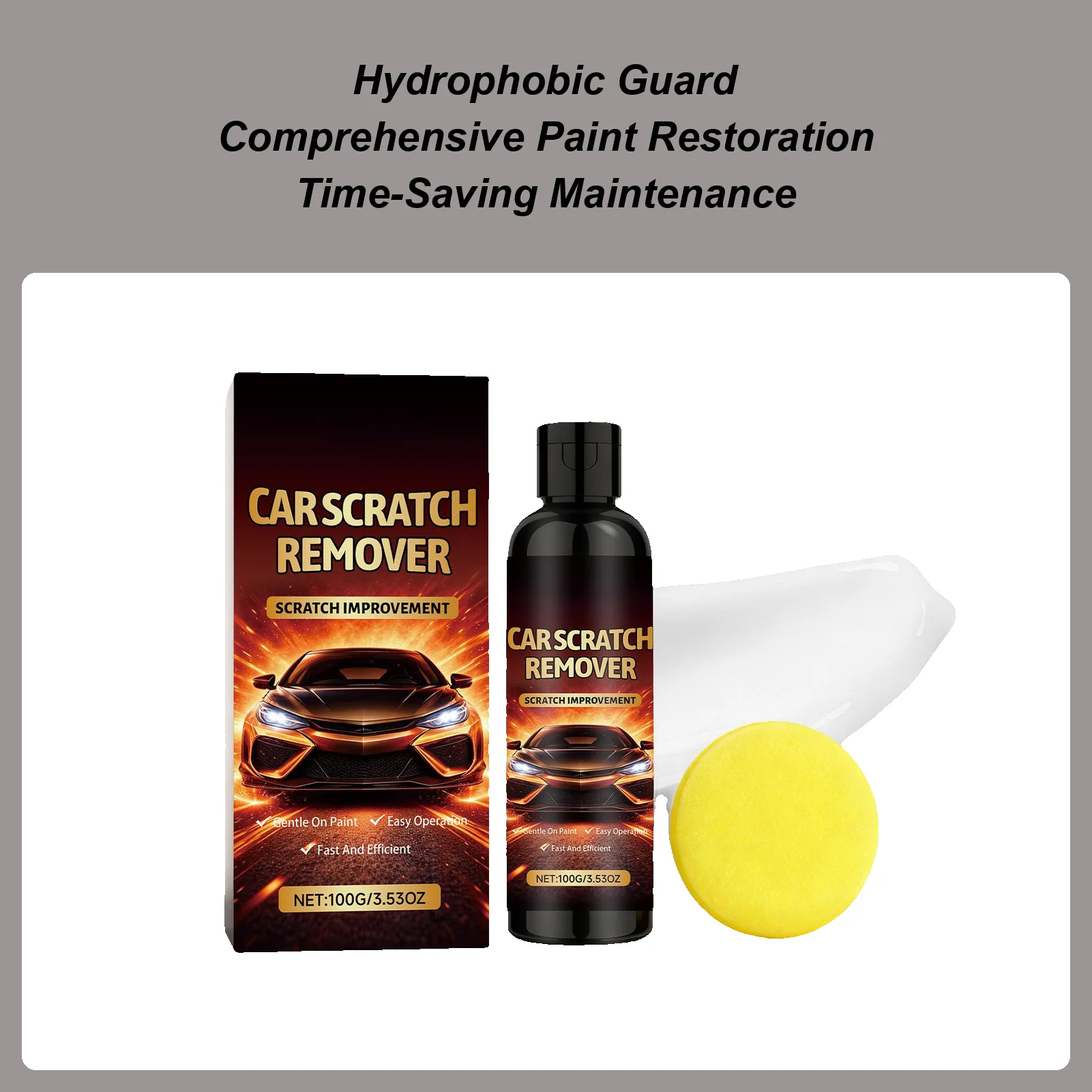 Car Scratch Remover 100g Swirls Eraser Restorer With Sponge Car Scratch Repair Kit For Light Oxidation Water Spots Paint