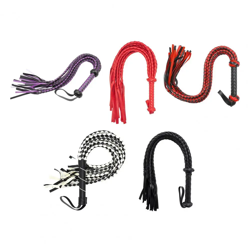 Two-Tone 8 Braiding Equestrian Whip, Faux Leather Horse Whip Hangable Training Whip With Willow-Leaf Tassels Riding Crop view 4