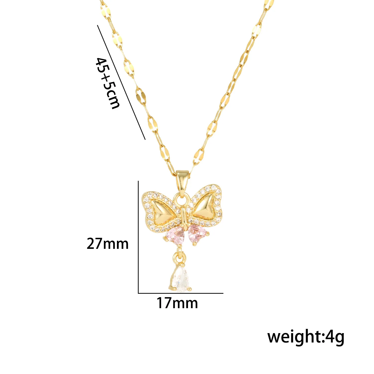 316L Stainless Steel Colorful Zircon Butterfly Pendant Necklace For Women New Luxury Girls Chain Birthday Jewelry Gifts