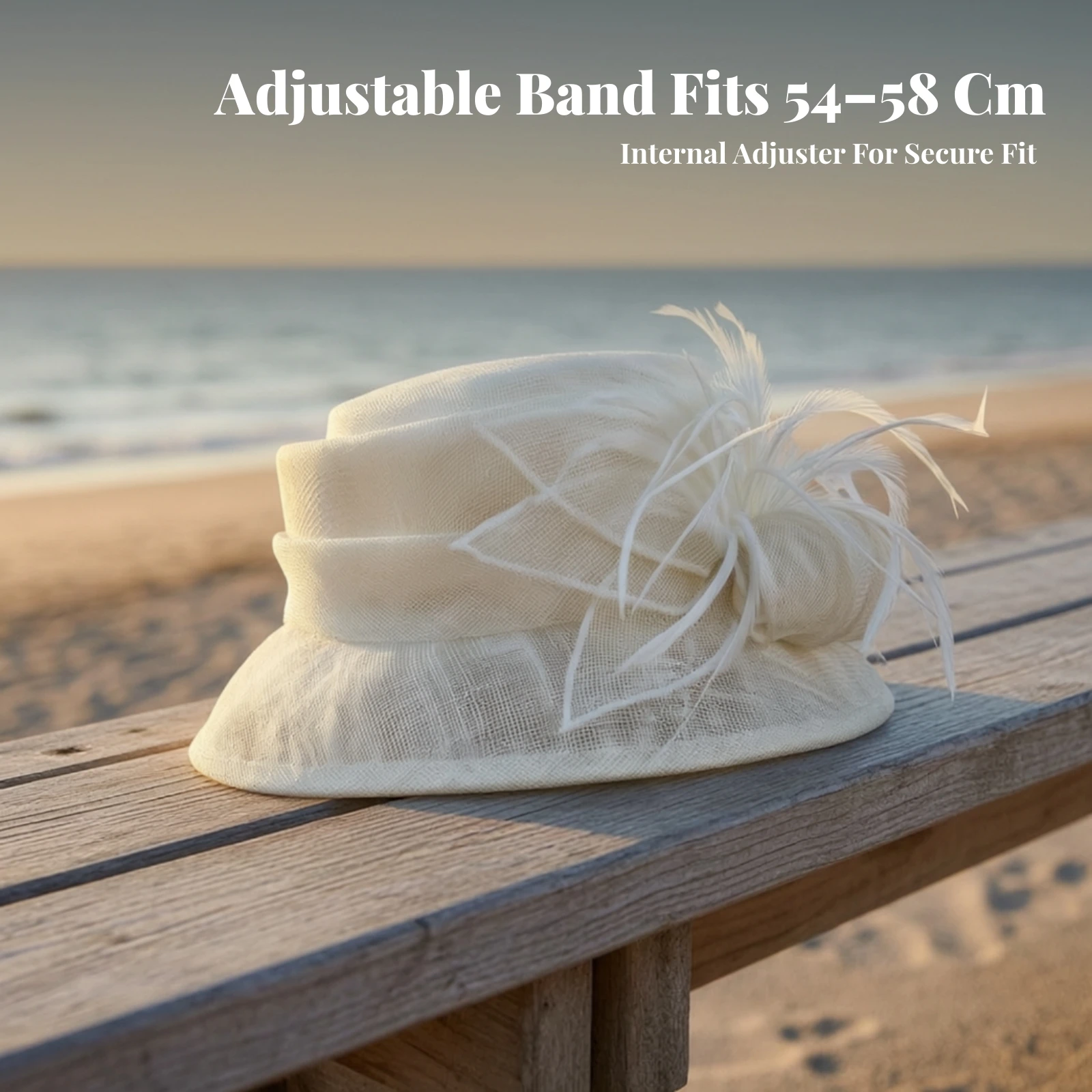 Hat with Feather Breathable Plant Fiber Hat Vacation-Ready Skin-Friendly for Women, Garden Party, Travel