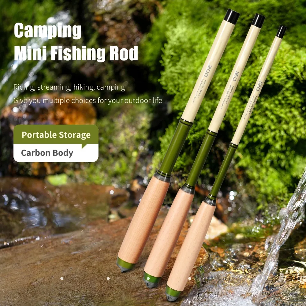 

Telescopic Extendable Fishing Pole Solid Wood Handle 1.2m 1.6m 2.0m Fishing Rod Carbon Shaft Mini Fishing Pole Saltwater Fishing