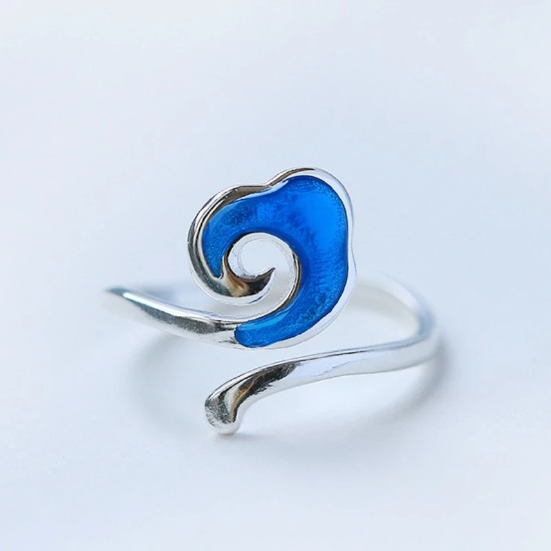 خاتم فضة عيار 925 على شكل سحابة غير منتظمة النسخة الكورية هدية بسيطة عصرية للفتيات خاتم إصبع أنيق للنساء #4