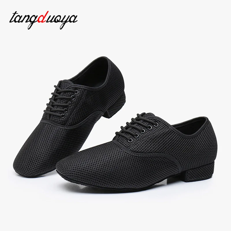 

Ballroom dance shoes men modern Latin Tango dance shoes outdoor rubber soles Low Heels Man Dancing Shoes Black Professional