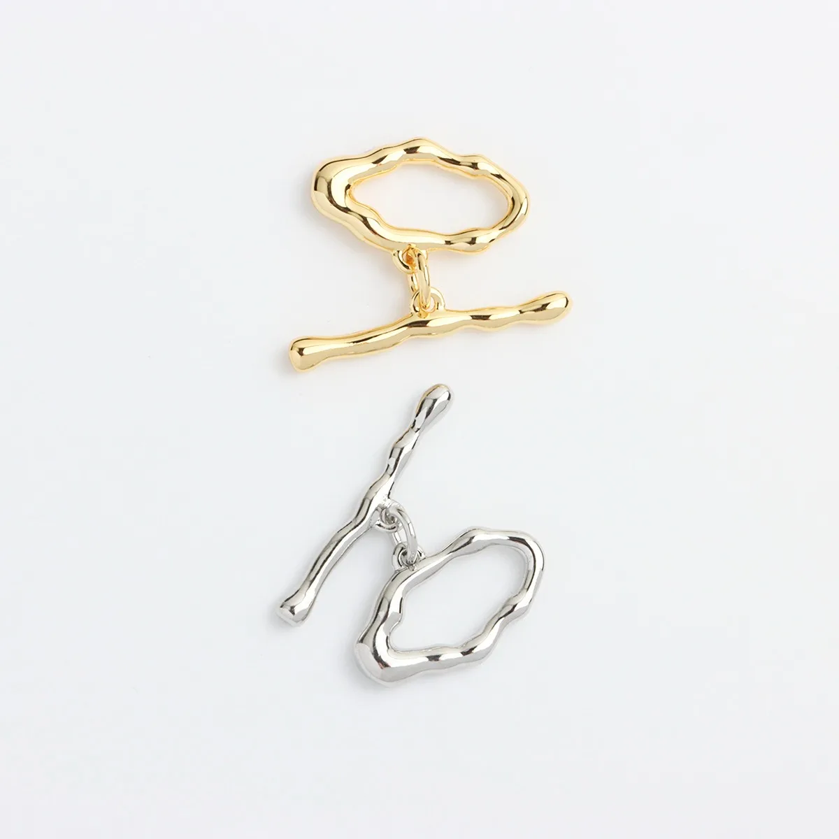 Kalung gesper OT Oval 14K, berlapis emas asli, tidak teratur, gesper kalung, ujung gesper penghubung, Aksesori Perhiasan DIY