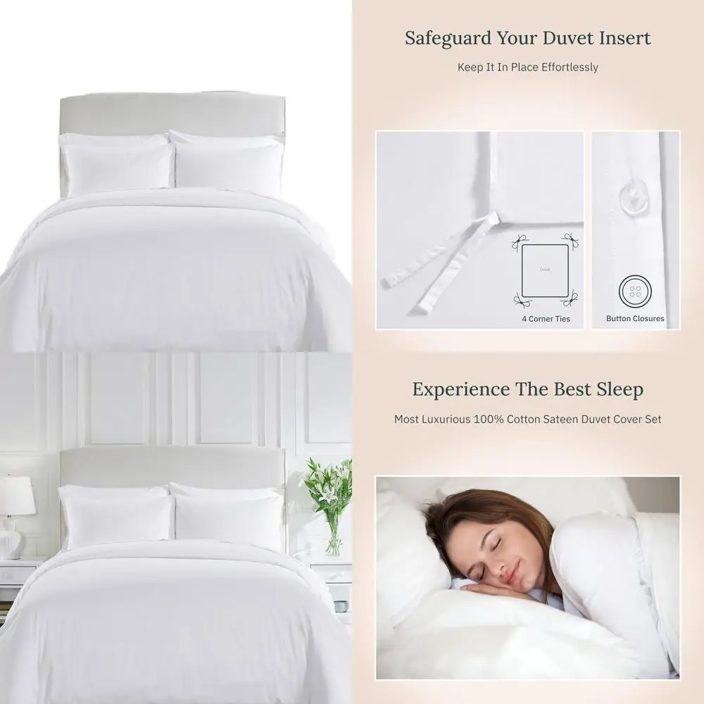 

Комплект пододеяльников Full/Queen из 3 предметов — Winner Good Housekeeping Best Bedding Awards 2025, сатин 400 ниток, 100% хлопок, пододеяльник