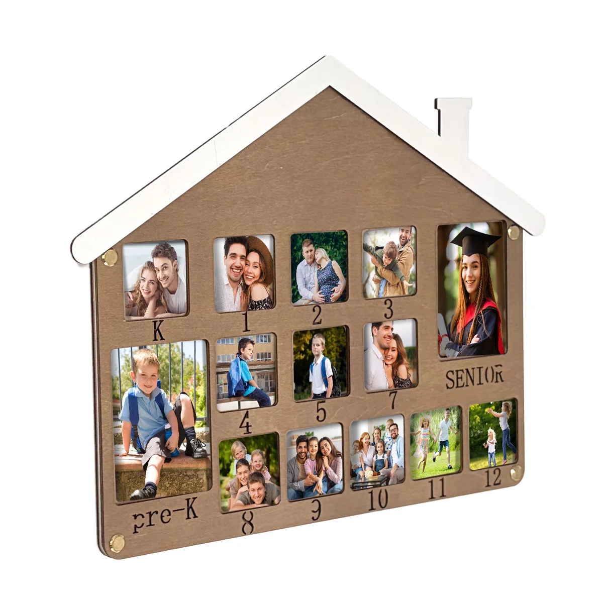 School Years Picture Frame Pre K to 12 Wooden Graduation Gift Collage Frame with Stand Easel