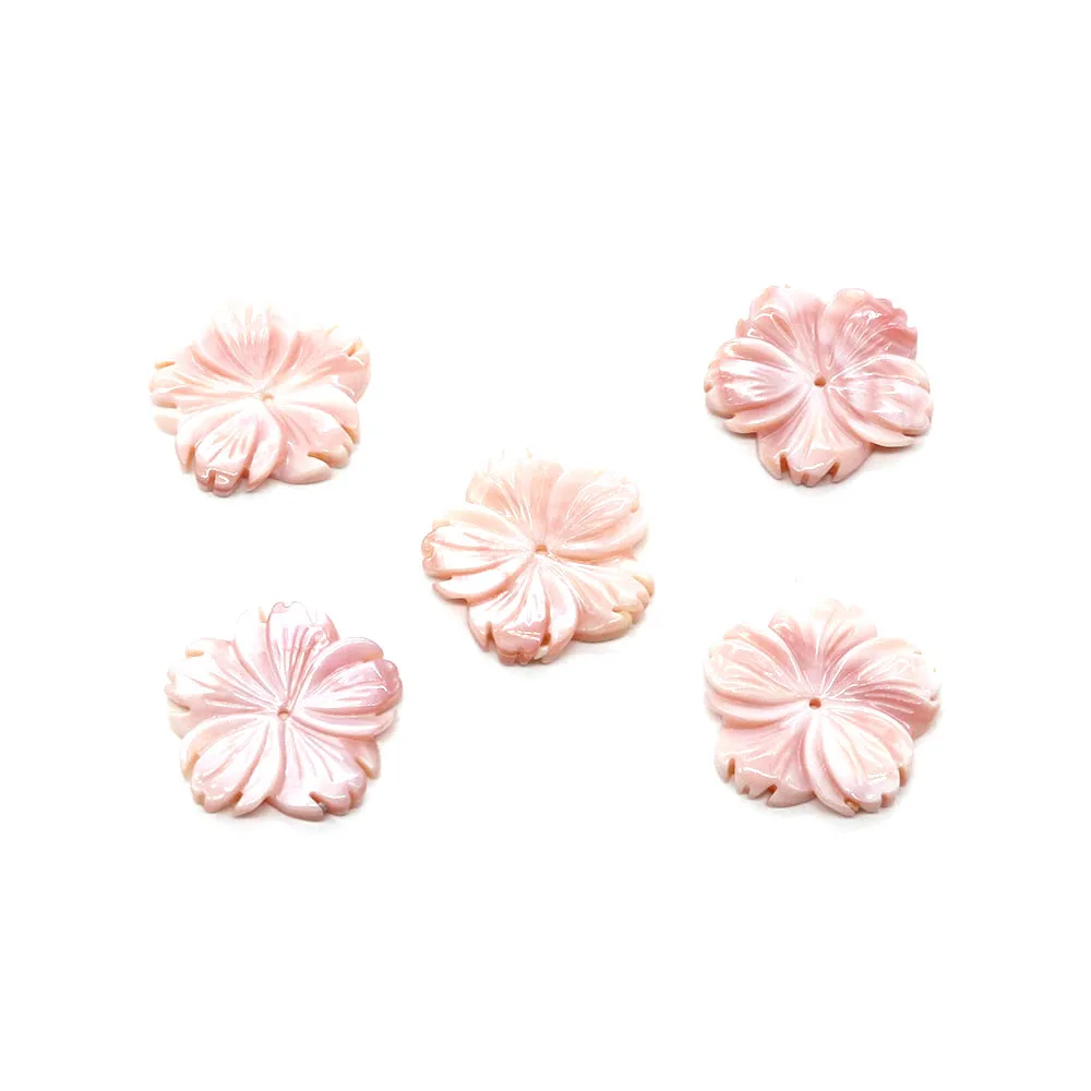 Natural Pink Shell Carving Flower Pendant 20-25mm Making Lovely and Elegant Ladies Jewelry Gift DIY Necklace Earring Bracelet