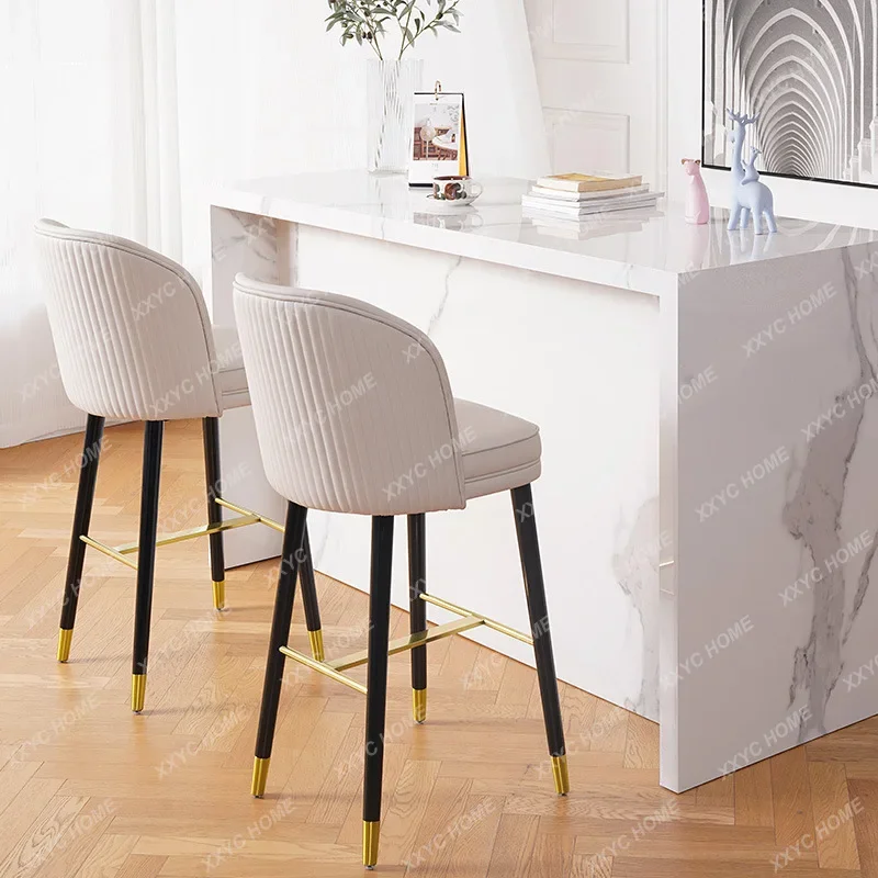

Bar Chair Home Soft Seat High Stool Modern Simple Backrest Bar Stool American Bar Front Desk High Chair