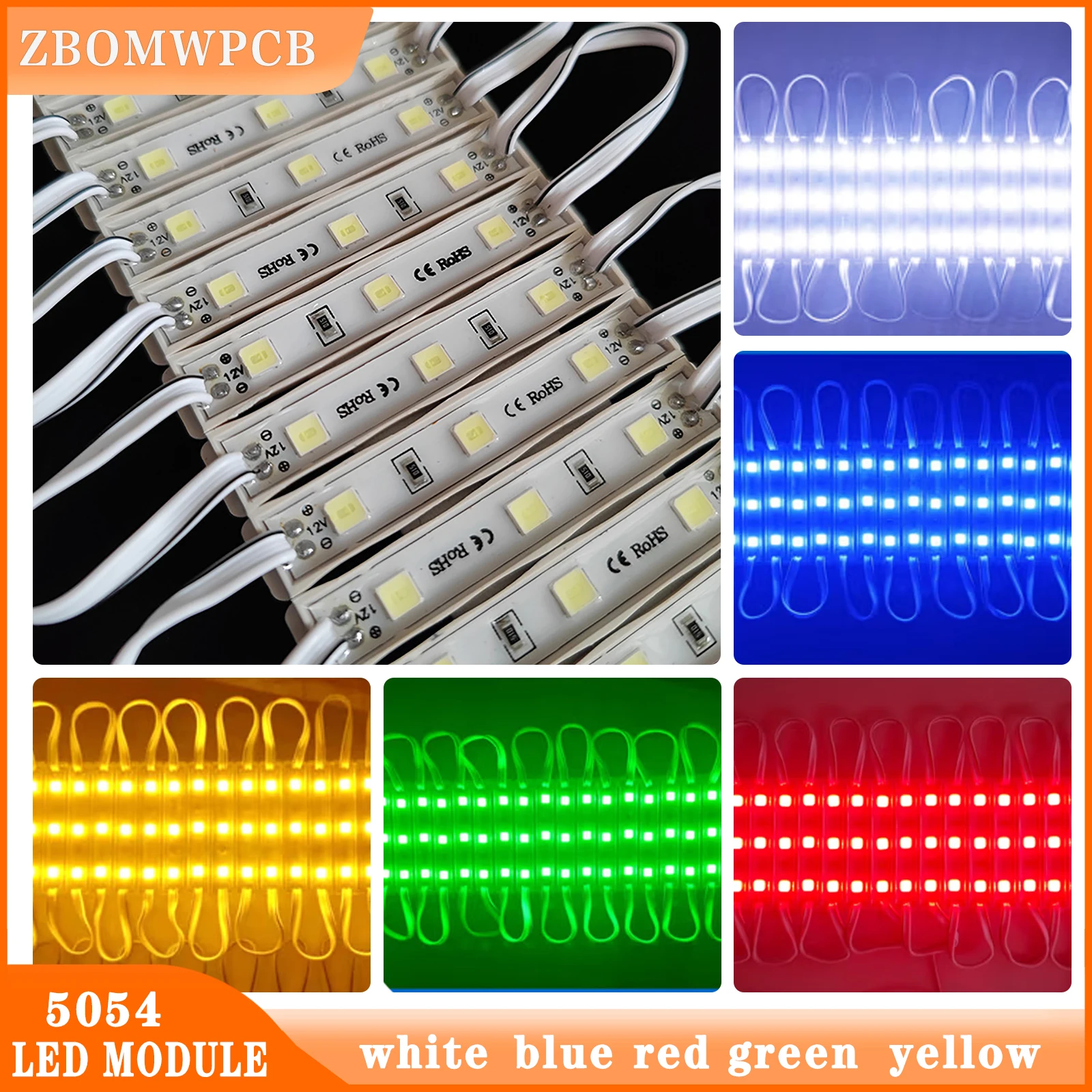 20 sztuk SMD 5054 moduł LED DC 12V 3 diody LED wodoodporne do sklepu oświetlenie reklamowe z taśmą klejącą