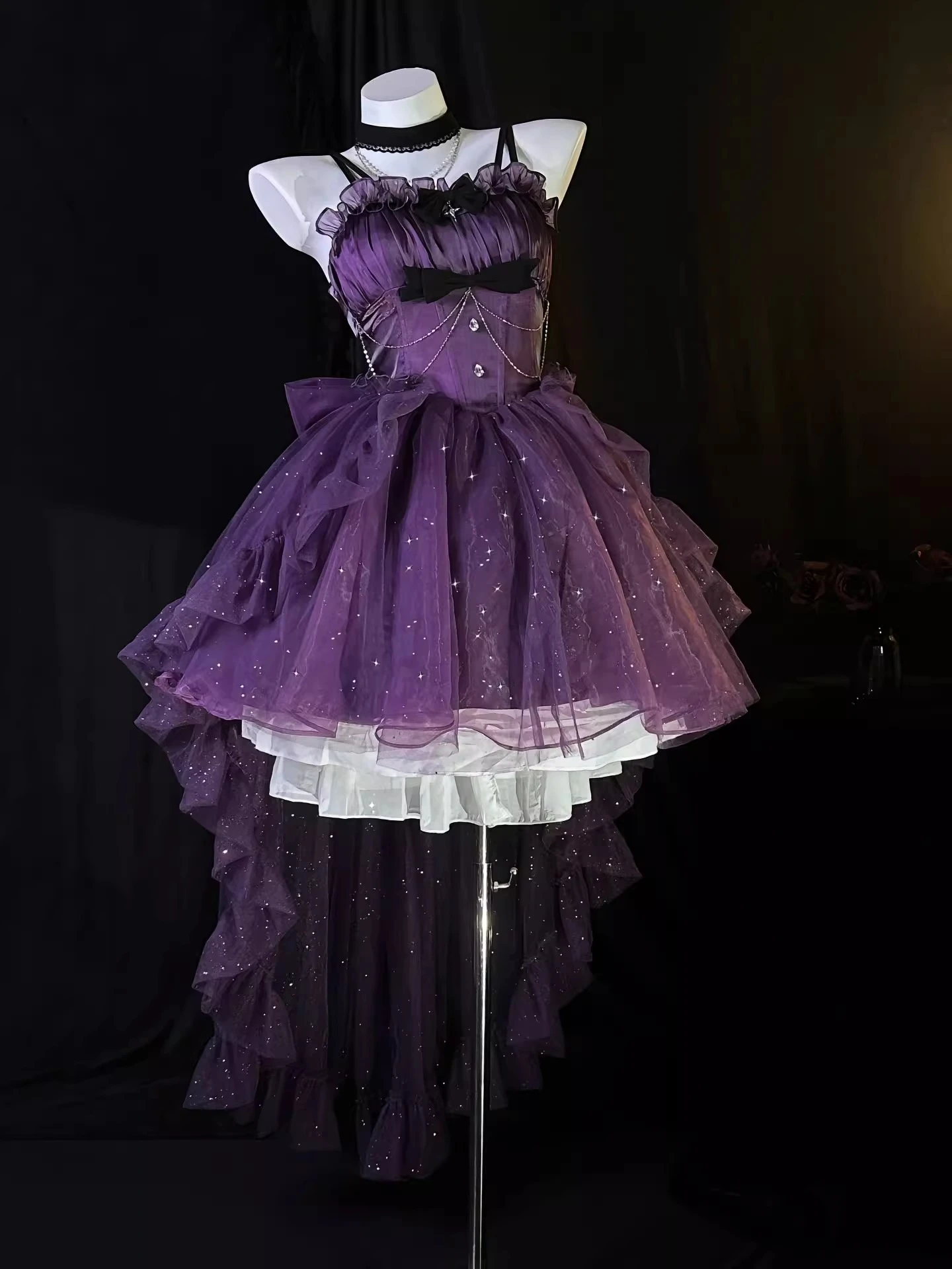 Purple Light Formal Dress Lolita Cute Thin and Glittering Trailing Pettiskirt