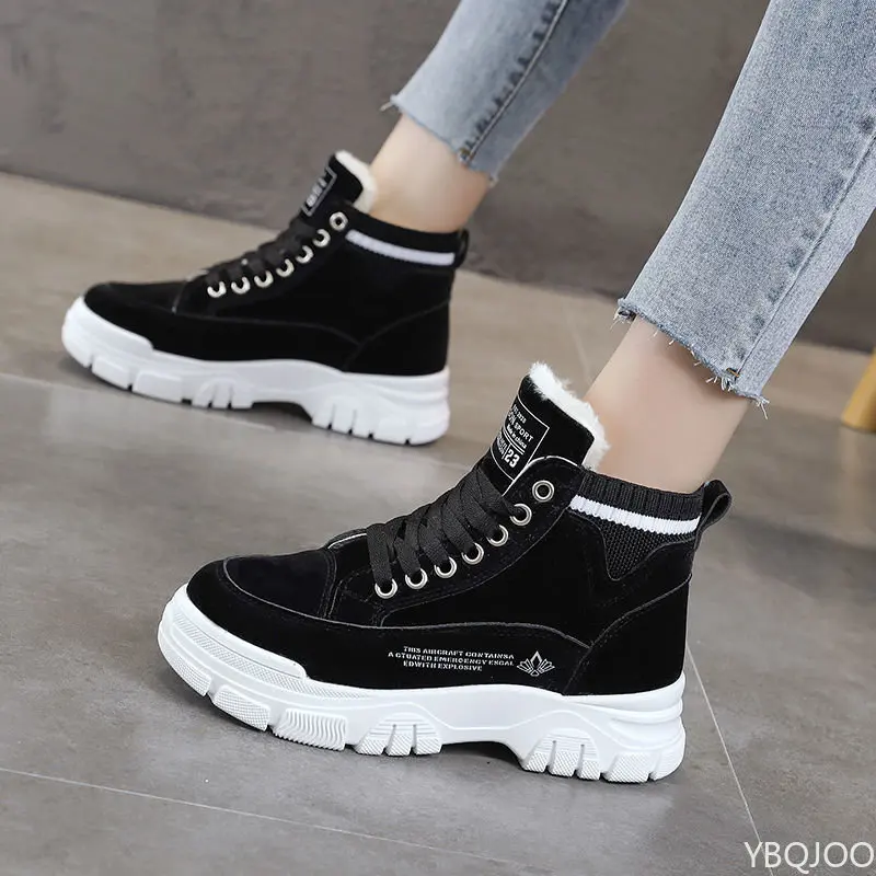 Winter Boots for Women 2022 High Platform Ankle Boots Warm Plush Shoes Lace-up Sneakers ботинки женские на платформе