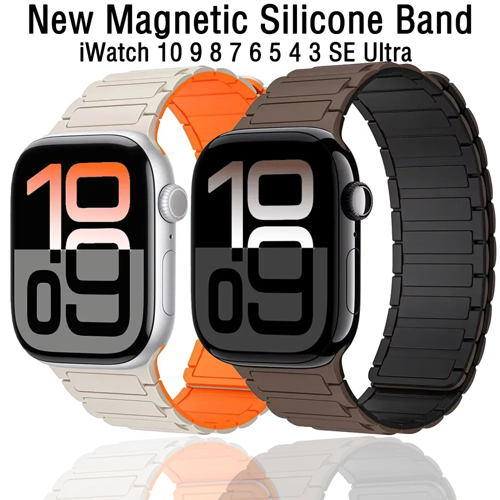 Nuovo cinturino magnetico in silicone per cinturino Apple Watch Ultra 3 2 49mm 11 10 46mm 42mm cinturino iWatch 9 8 7 6 5 4 45mm 41mm 44mm 40mm