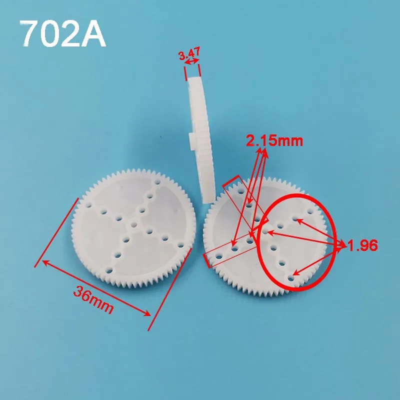 702A 0.5M Plastic Gear OD=36mm 70 Teeth POM Toy Model 70T Pinion Center Hole 1.96mm Eccentric Hole 2.15mm