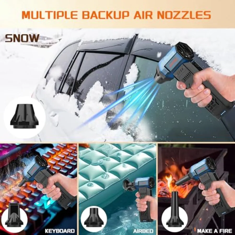 Air Duster 250000 U/min Electeic Air Duster Austauschbare Batterien 2 Stück Langlebiges kabelloses Mini-Gebläse 3 Gänge einstellbar Kabellos ai