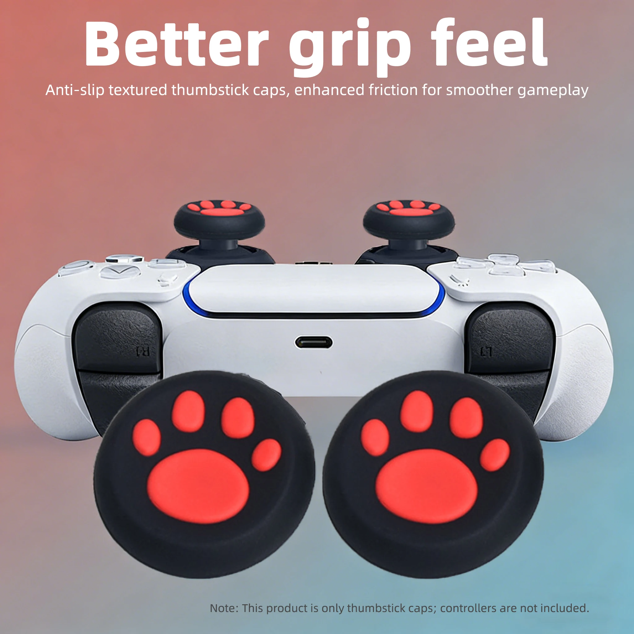 Cat Claw Mushroom Cap for P5/P4/Xbox Controller Silicone Thumb Grip Caps, Anti-Slip Joystick Covers for Large Size Analog Sticks