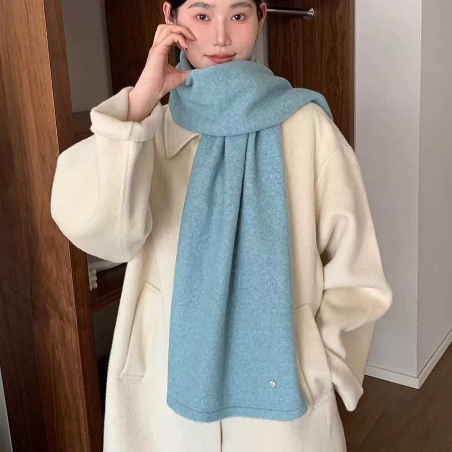 Minimalist Solid Scarf for Women Autumn Winter Warm Thick Faux Cashmere Neck Warmer Soft Korean Style Pashmina Wrap Stole Gift