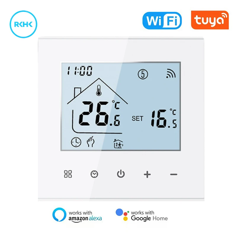RKHK Tuya WiFi/ZigBee Smart Thermostat，Electric Floor Heating Water/Gas Boiler Controller Works With Alexa,Google Home,Alice