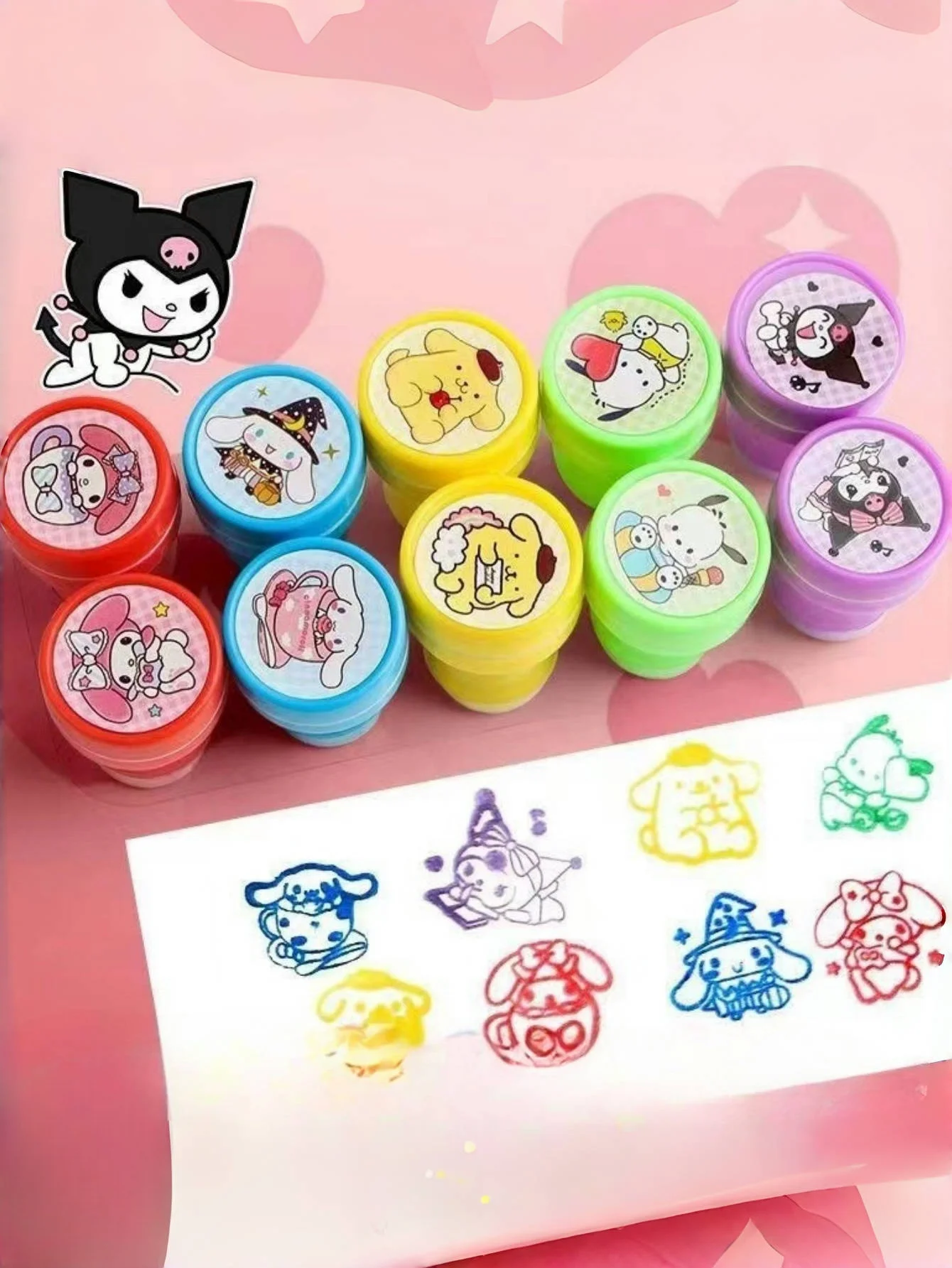 10 قطعة HelloKittys ميلودي كورومي سينامورول ختم لطيف مكافأة الكرتون ختم كتيب القرطاسية هدية جائزة العنصر نقاط الفداء