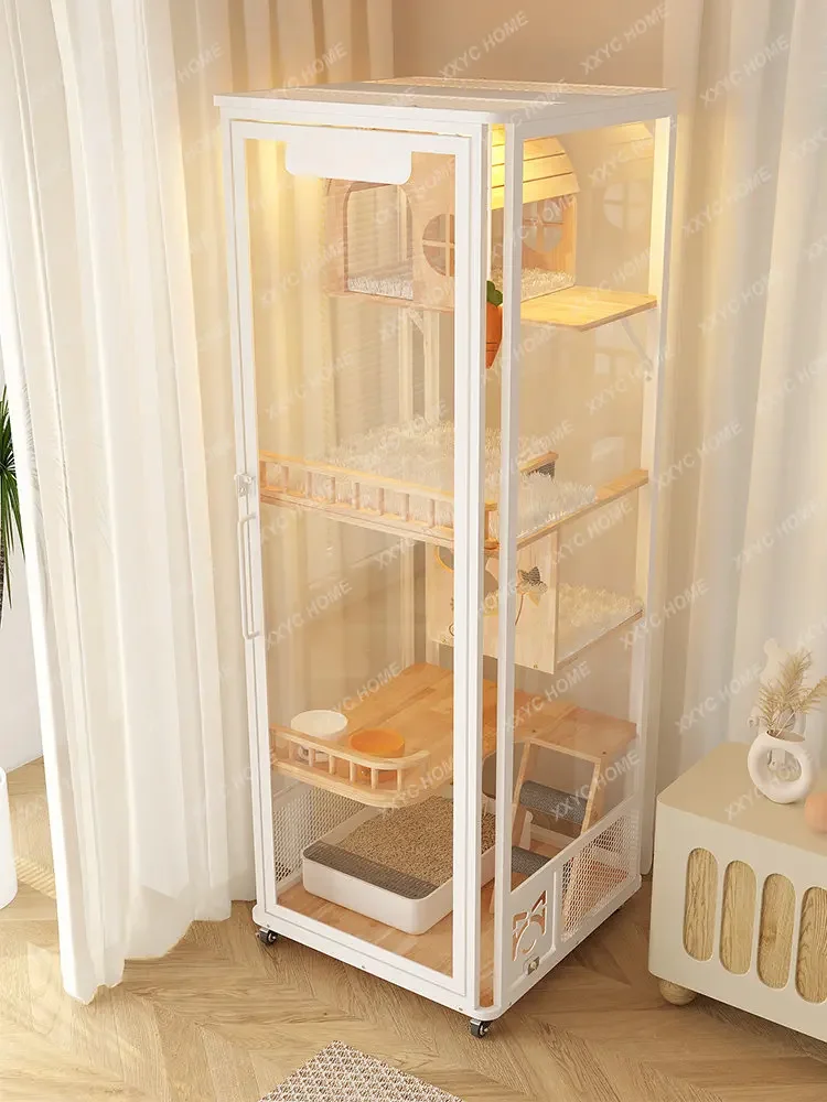 

Glass Panoramic Large Space Super Luxury Cat Villa Home Cage House Indoor House