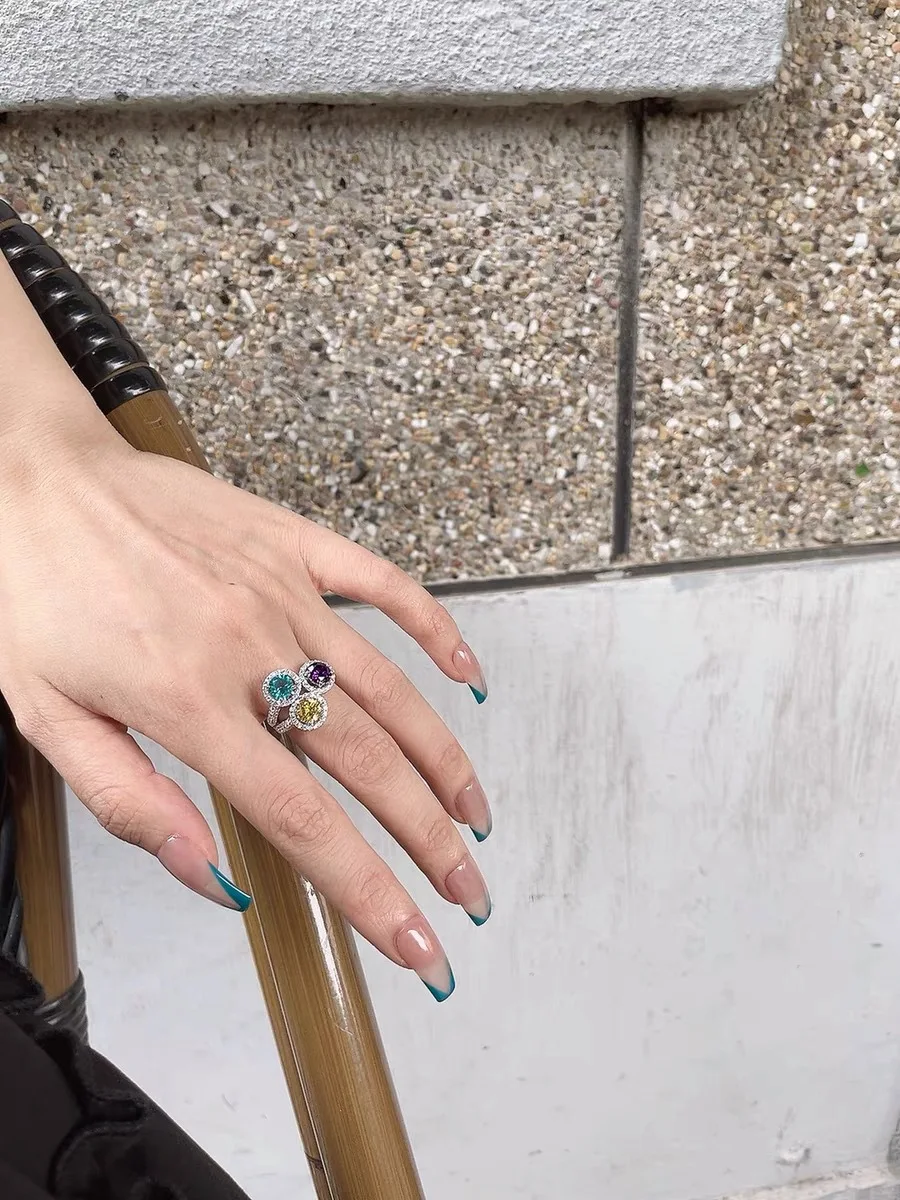 3 Colors Round AAAAA zircon Finger Ring 925 sterling silver Party Wedding band Rings for Women Promise Birthday Jewelry Gift