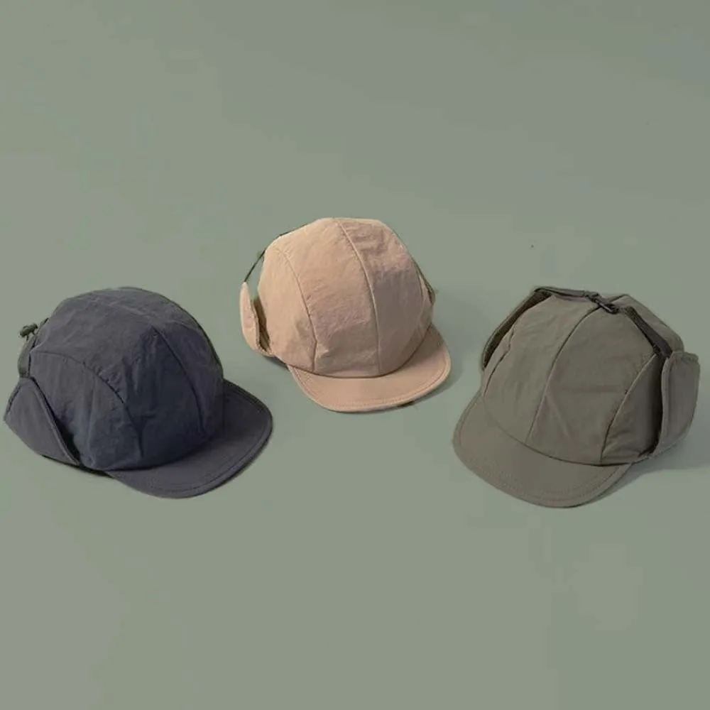 Japanese Style Ear Protection Ushanka Lightweight Thickened Earflaps Visor Hat Solid Color Soft Windproof Pilot Cap Skiing