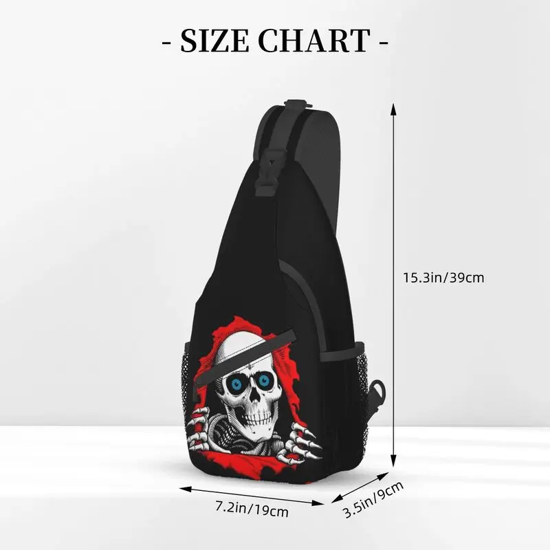 Torn Metal Skull Sling Crossbody Backpack Men Custom Gothic Skeleton Chest Shoulder Bag for Traveling Daypack