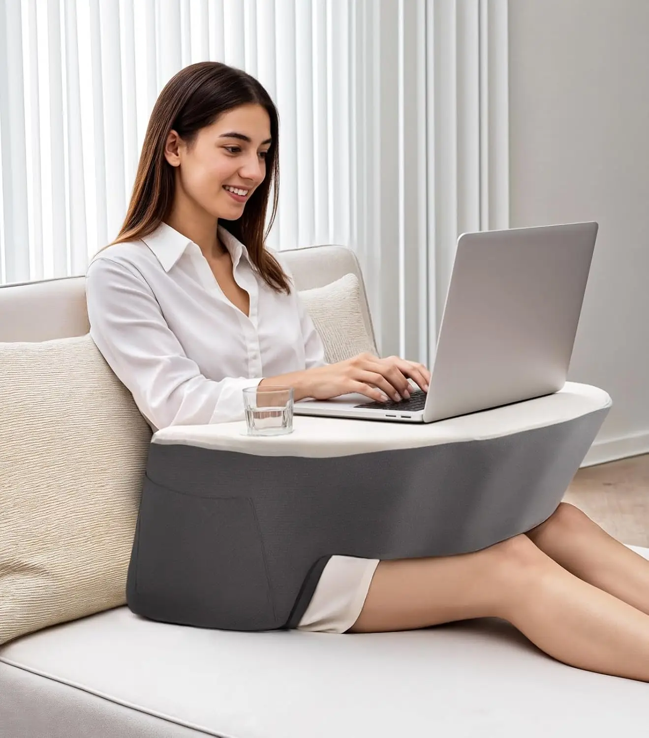 

Cooling Memory Foam Lap Desk Pillow for Laptop, Gaming, and Reading Comfort at Home or Travel