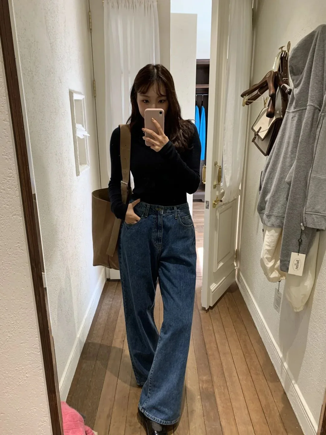 High Waist Loose Fit Straight Leg Jeans Wide Leg Long Pants Fall Season Women's Premium Denim High Waist Long Trousers