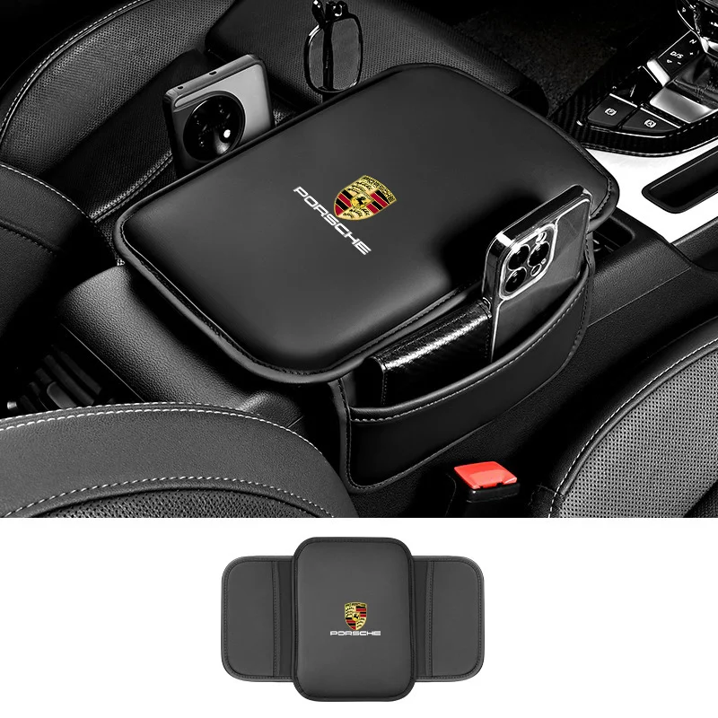 

Car Armrest Box Pad Center Console Arm Rest Storage Pocket For Porsche Cayenne Panamera Macan 911 718 Taycan Boxster Accessories