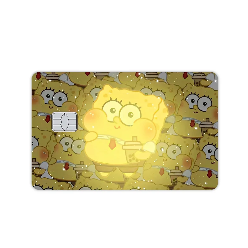 New Anime SpongeBob Kawaii Diy Pvc Stickers Cartoon Star Laser Waterproof Film Tape Skin for Credit Debit Bank Visa Card Decal