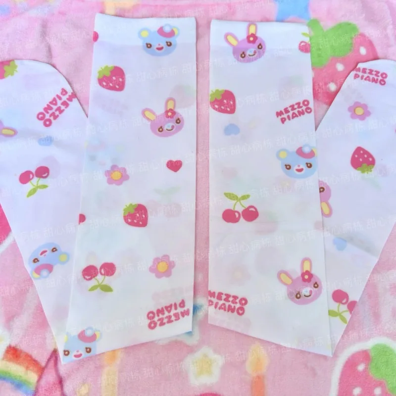 

Japanese Pink Cartoon Bunny Strawberry Printing Kawaii Cute Sock Women Y2k Aesthetic Long Leg Socks Harajuku Grunge Knee Length