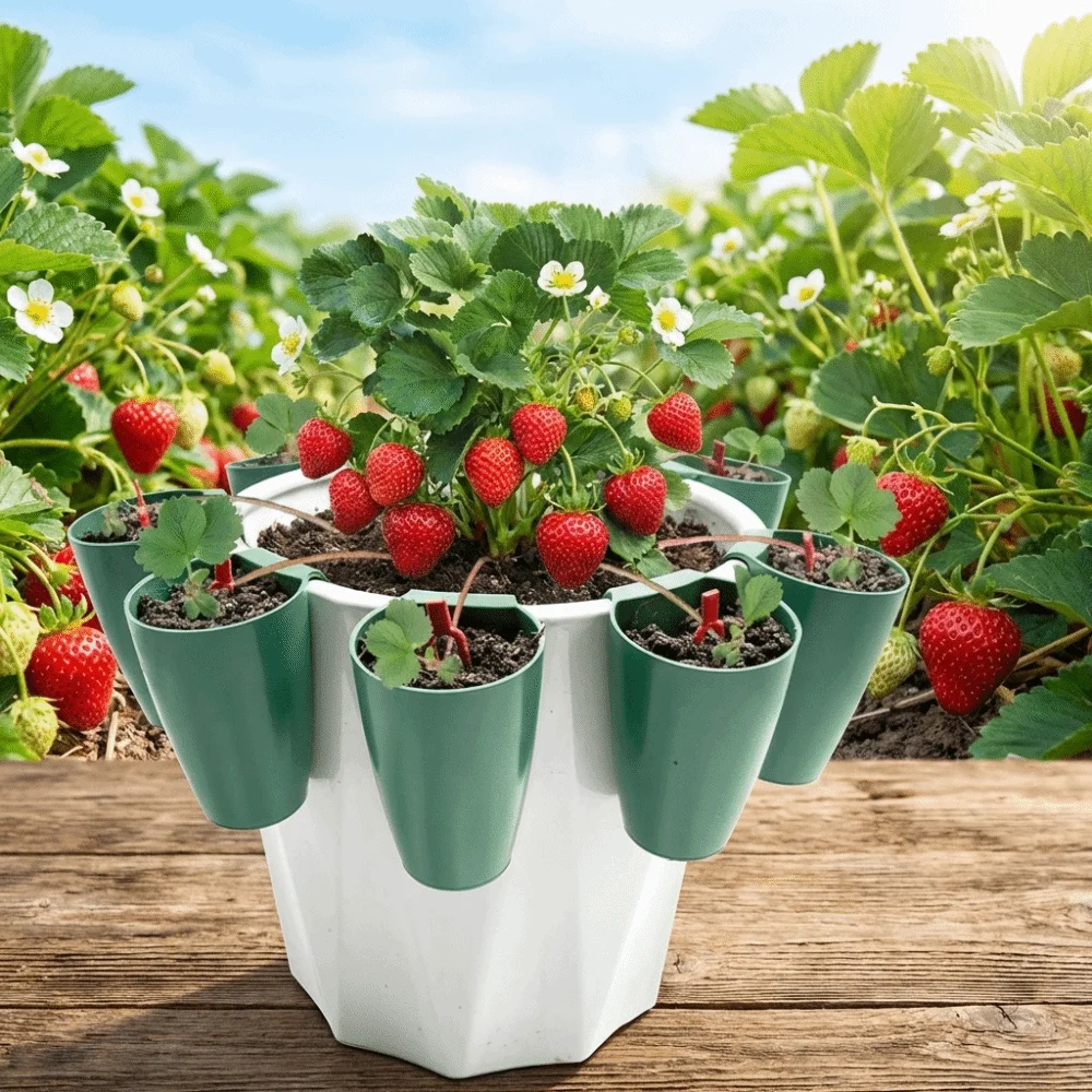5PCS Hanging Strawberry Propagation Cups Green Plastic Rooting Pots Eco-Friendly Easy Transplanting Planting Cups