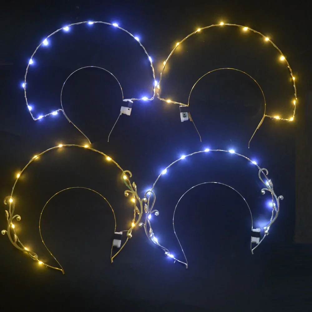 Halloween LED Light Up Flashing Angel Bridal Gold Silvery Halo Headband Photoshoot Hair Band  Hair Accessory Wedding Festival