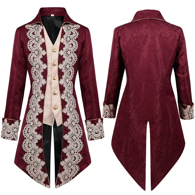 

❤2026❤ Victorian Vintage tailcoat Jacket Cosplay Halloween Costume Party Medieval MenVelve Lace Renaissance Frock Steampunk Tai❤