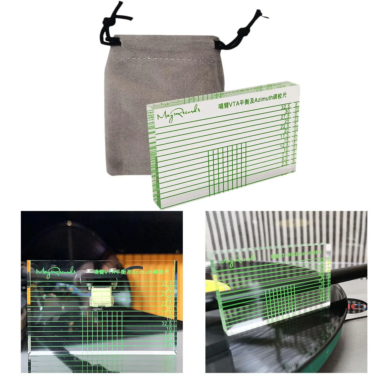 LP Tonearm VTA Cartridge Azimuth Alignment Ruler Headshell Block