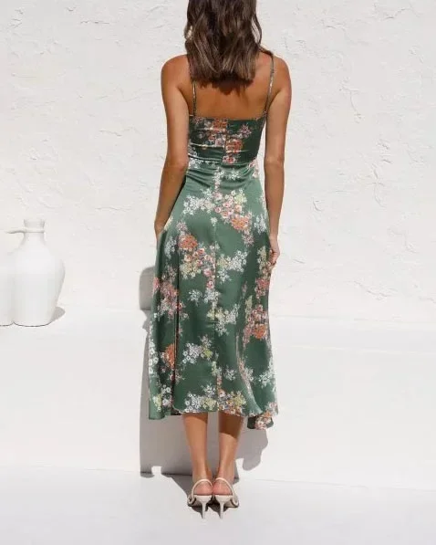 New Camisole Printed Women's Bow Beach Backless Dress