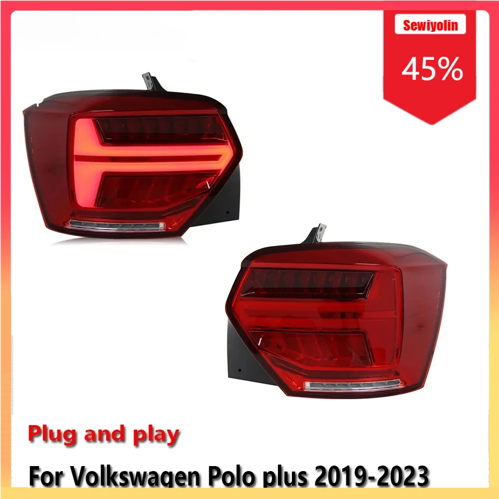 

Автомобильный светодиодный задний фонарь, автомобильные детали для VW Polo plus 2019-2024, авто противотуманные DRL, стоп-сигнал, указатель поворота, Plug and Play