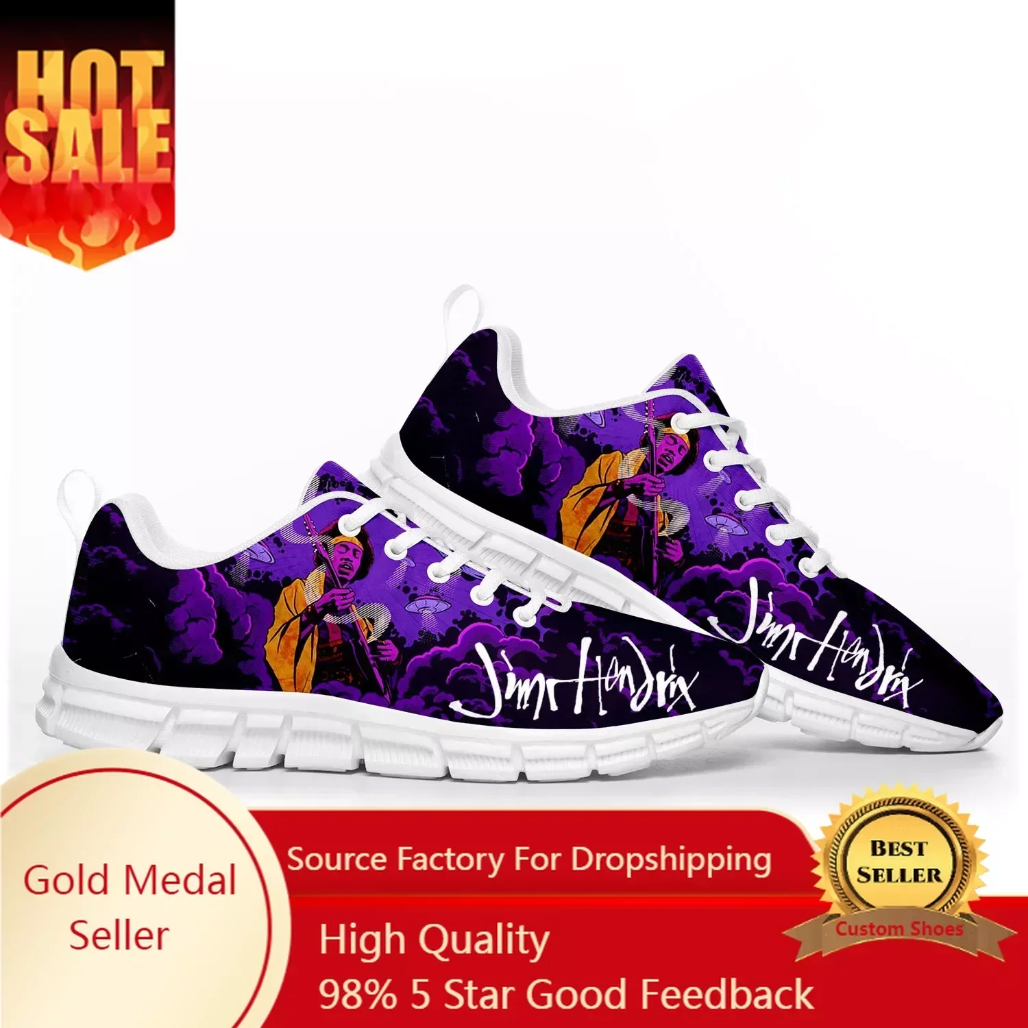 J-Jimi Guitarist Sports Shoes Mens Women Teenager Kids Children Sneakers H-Hendrix Casual Custom High Quality Couple Shoes White