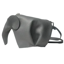 Gray Elephant Bag  Cowhide Leather  Customized Cute Animal Shaped Crossbody Purse- Customize Color ,Style , Initial Name