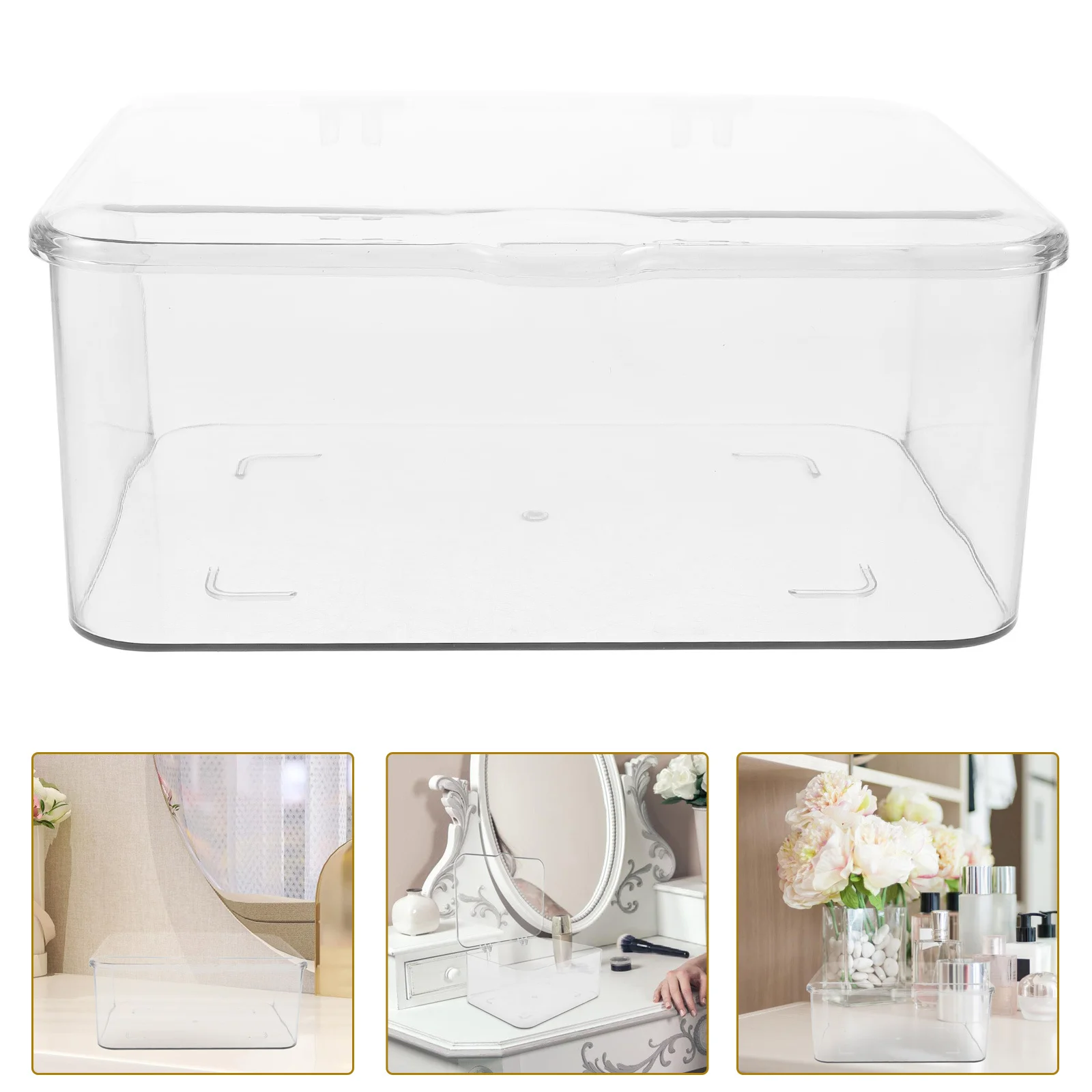 

Makeup Organizer Transparent Plastic Storage Box For Countertop Desktop Bathroom Vanity Lipstick Nail Polish