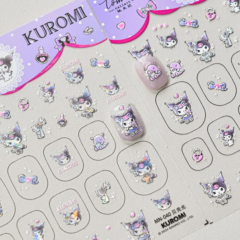 Sanrio Anime Nail Art Decoration 5D Nail Stickers Hello Kitty Kurome Melody Cinnamoroll Nail Art Stickers Nail Accessories