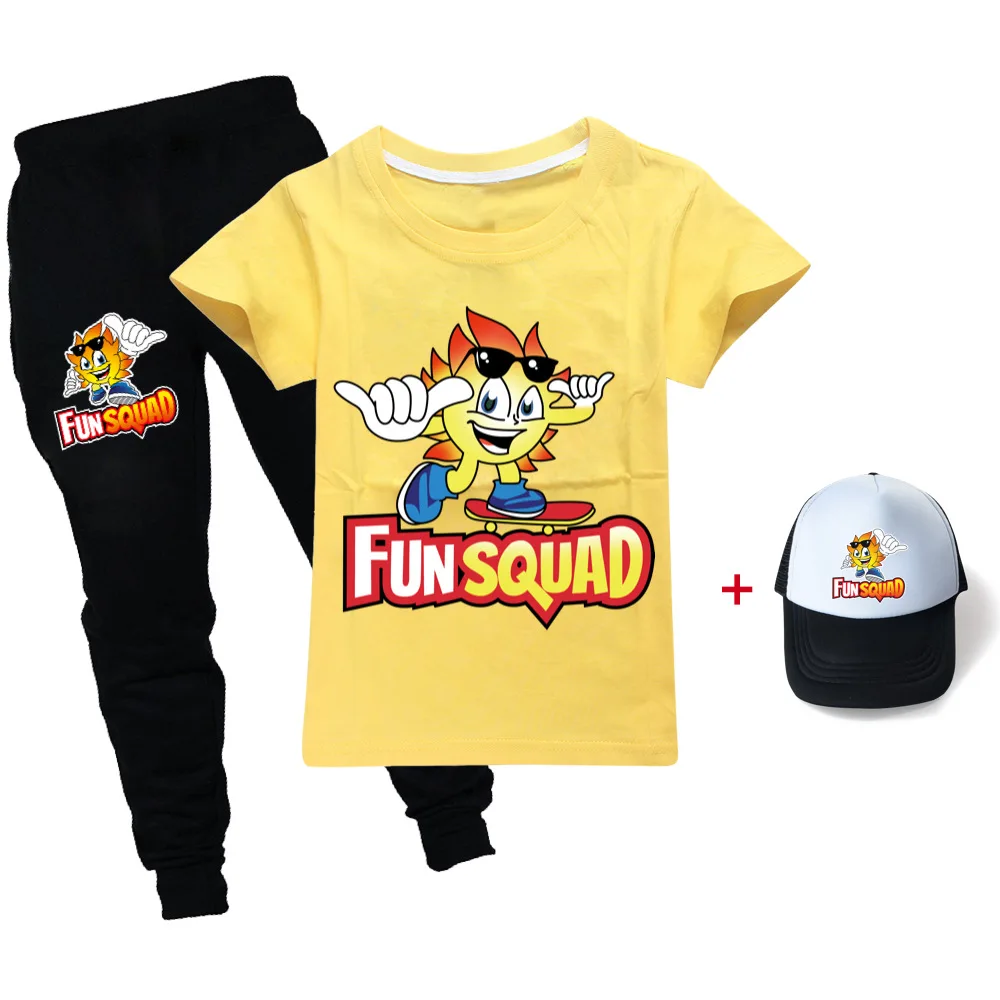 

Kids Clothes Set Summer Child Clothing T Shirt+Short Pant Set Baby Girls Boys Fun squad games Clothes Sets with hat Sport Suits