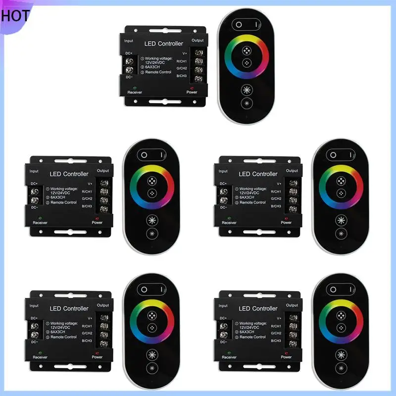 

B45C 5X DC12-24V LED Strip Light RF Touch Remote Controller Dimmer For 5050 RGB Tape Lights Adjust Brightness