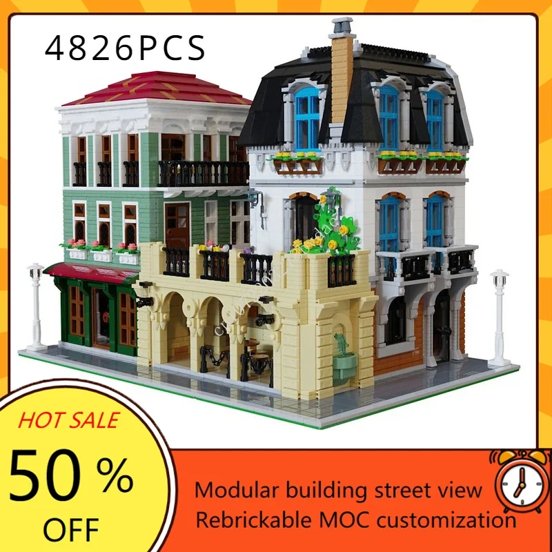 4826PCS Corner Courtyard Modular MOC Creative street view Model Building Blocks Architecture Education Assembly Model Toys Gifts