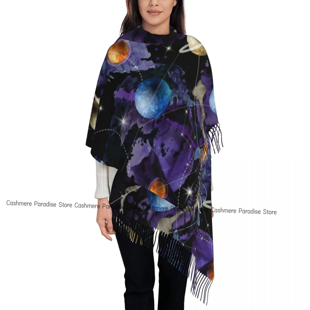 

The Universe And Starry Sky Women's Pashmina Shawl Wraps Fringe Scarf Long Large Scarf