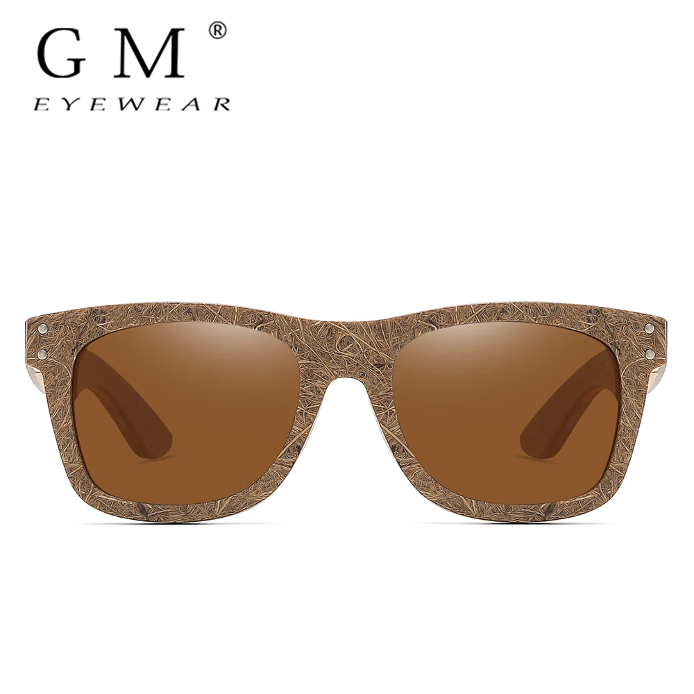 GM Brand Coconut Fiber Sunglasses Eco-Friendly New Wood, Made Polarized UV400 Protection Natural Degradation Blue Glasses 8562