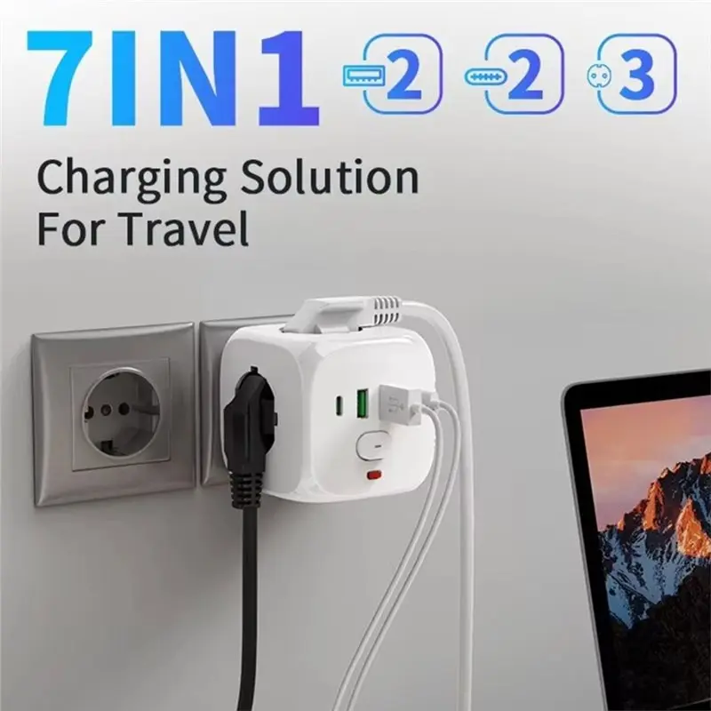 T21C Power Strip Wall Socket EU Plug Electrical Outl B