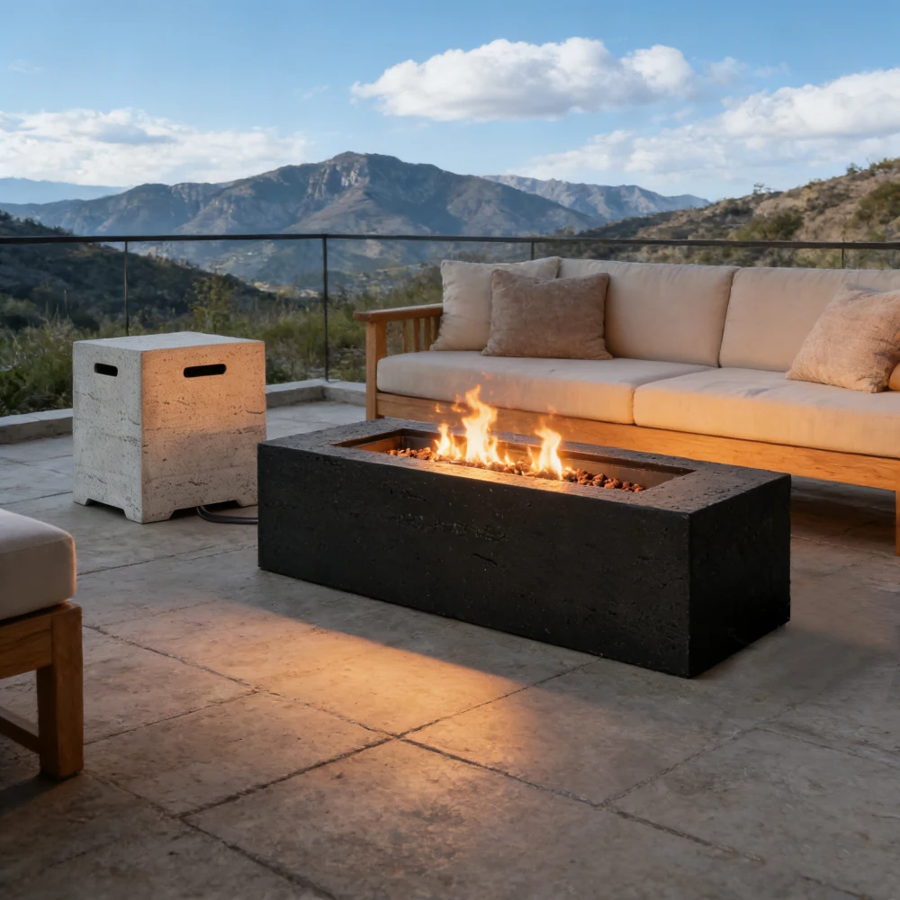 

U_STYLE 2-in-1 Outdoor Fire Pit & Tank Stand:41.9'' Rectangular 40000 BTU +15.75'' MGO Cover Table for Courtyard,Lawn,Patios,Dec