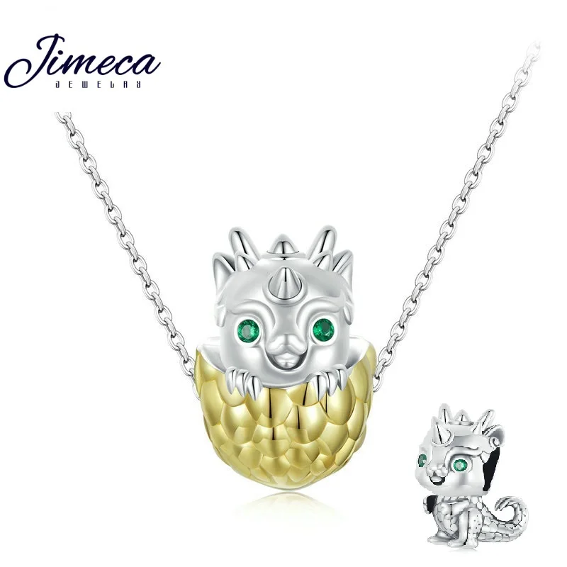 adorable Dragon pendant Necklaces women pure silver 45 cm neck chain Jewelry Set jewelry charms accessories for boys girls