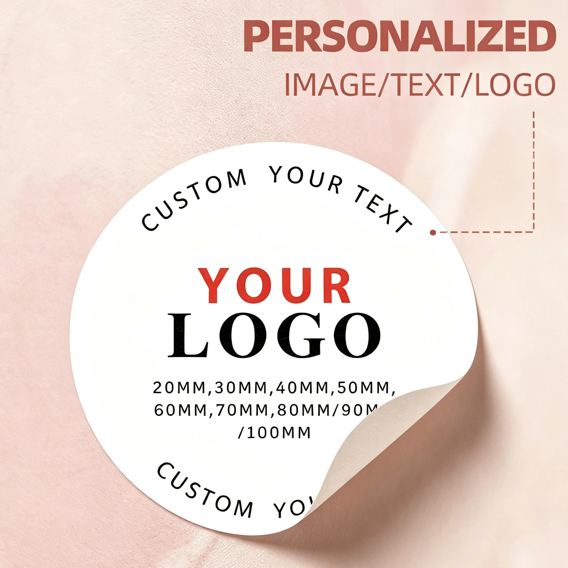 1‑768Pcs Round Custom Stickers,Personalized Image&Text Labels for Friends,Envelope Seals,Snack Pouch&Keepsake Box Decoration